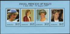 Barbados 1997 Diana Princess of Wales souvenir sheet unmounted mint.