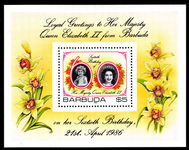 Barbuda 1986 60th Birthday of Queen Elizabeth 1st issue unmounted mint souvenir sheet.