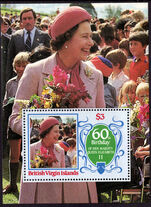 British Virgin Islands 1986 60th Birthday of Queen Elizabeth unmounted mint souvenir sheet.