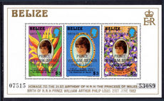 Belize 1982 Prince William 1st issue souvenir sheet unmounted mint.
