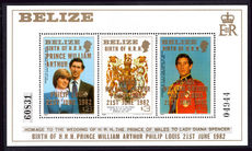 Belize 1982 Prince William Limited Edition Large Overprint souvenir sheet unmounted mint.
