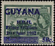 Guyana 1982 50c on 3c Prince William with lines at foot unmounted mint.