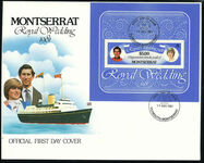 Montserrat 1981 Royal Wedding souvenir sheet first day cover.