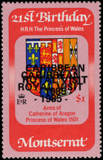Montserrat 1985 $1 Royal Visit double overprint unmounted mint.