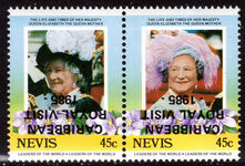 Nevis 1985 45c Royal Visit inverted overprint unmounted mint.