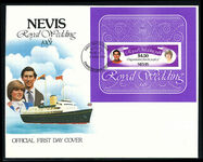 Nevis 1981 Royal Wedding souvenir sheet first day cover.