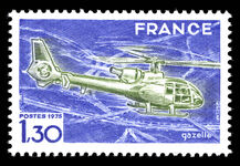 France 1975 Development of Gazelle Helicopter unmounted mint.