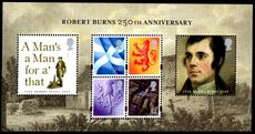 Scotland 2009 250th Birth Anniversary of Robert Burns (Scottish poet) souvenir sheet unmounted mint.