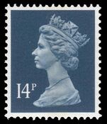 X1007 14p deep blue 1 centre band Litho Questa perf 14 unmounted mint.
