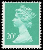 X959 20p turquoise-green Harrison phosphorised paper unmounted mint.