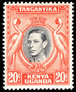 Kenya Uganda & Tanganyika 1938-54 20c black & orange perf 13¼x13¼ lightly mounted mint.