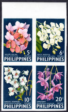 Philippines 1962 Orchids imperf block unmounted mint.