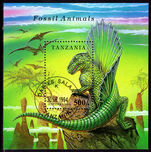 Tanzania 1994 Prehistoric Animals souvenir sheet fine used.