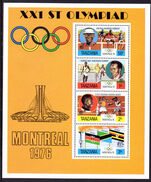 Tanzania 1976 Olympics souvenir sheet unmounted mint.