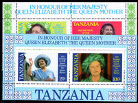 Tanzania 1985 Queen Mother souvenir sheet unmounted mint.