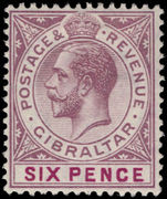 Gibraltar 1912-24 6d dull purple and mauve Mult Crown CA lightly mounted mint.