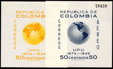 Colombia 1950 UPU souvenir sheet set unmounted mint.