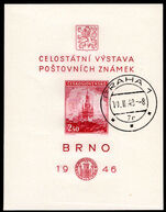 Czechoslovakia 1946 Brno souvenir sheet fine used.