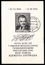 Czechoslovakia 1953 Death of Gottwald souvenir sheet fine used.