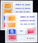 Ecuador 1957 Opening of QuitoIbarra-San Lorenzo Railway souvenir sheets unmounted mint. set.