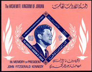 Jordan 1965 J F Kennedy souvenir sheet unmounted mint.