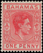 Bahamas 1938-52 1d carmine lightly mounted mint.