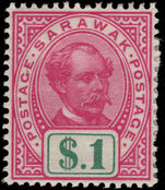 Sarawak 1899-1908 $1 rose-carmine & green fine mint lightly hinged.
