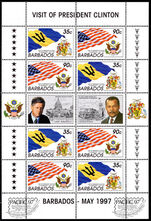 Barbados 1997 Visit of Pres. Clinton sheetlet unmounted mint.
