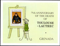 Grenada 1976 75th Death Anniversary of Toulouse-Lautrec souvenir sheet unmounted mint.