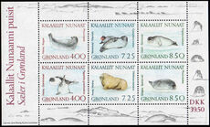 Greenland 1991 Marine Mammals souvenir sheet unmounted mint.