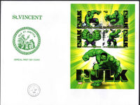 St Vincent 2003 The Hulk 2nd souvenir sheet first day cover.