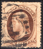 USA 1873 10c CBN  used with paper adhering to reverse.