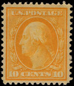 USA 1908-10 10c yellow mint hinged.