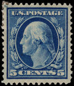 USA 1910-13 5c prussian-blue perf 12 single line wmk fine lightly mounted mint.