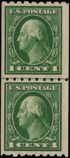 USA 1912 1c green horizontal perf 8   coil joint line pair unmounted mint.