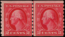 USA 1912 2c carmine perf 8   coil joint line pair lightly mounted mint.