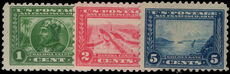 USA 1913 Panama-Pacific Exposition perf 10 set to 5c (1c unmounted 2c mounted 5c no gum).