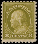 USA 1916-22 8c yellow-olive no wmk perf 10 fine lightly mounted mint.