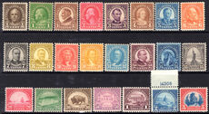 USA 1922-32 set fine mint unmounted to $1 then lightly hinged.