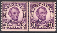 USA 1922-32 3c violet joint-line horizontal coil pair unmounted mint.