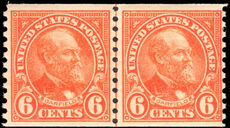 USA 1932 6c deep orange joint-line horizontal coil pair unmounted mint.