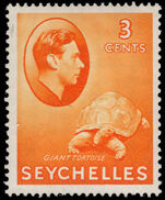 Seychelles 1938-49 3c orange tortoise chalky paper unmounted mint.