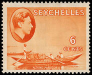 Seychelles 1938-49 6c orange Fishing Pirogue lightly mounted mint.