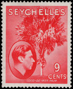 Seychelles 1938-49 9c scarlet lightly mounted mint.