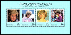 Bahamas 1998 Diana Princess of Wales Commemoration souvenir sheet unmounted mint.