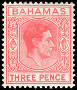 Bahamas 1938-52 3d scarlet lightly mounted mint.