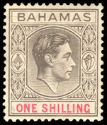 Bahamas 1938-52 1s pale brownish-grey and crimson chalky paper lightly mounted mint.