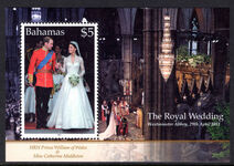 Bahamas 2011 Royal Wedding souvenir sheet unmounted mint.