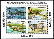 Bahamas 1993 75th Anniversary of Royal Air Force souvenir sheet unmounted mint.