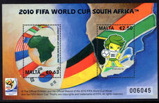 Malta 2010 World Cup Football Championship souvenir sheet unmounted mint.